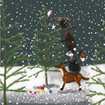 Podložka Decorating the Tree; 10*10 cm