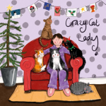 Podložka Xmas Cat Lady; 10*10 cm