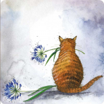 Podložka Cat and Agapanthus, 10*10 cm